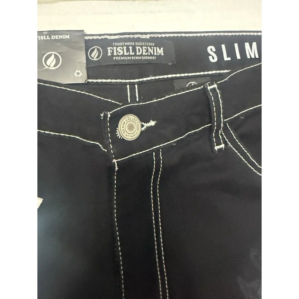 FISLL NBA Men's Los Angeles Lakers Denim Jeans with‎ Checkered Pattern, Black34